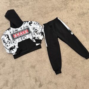 “Brave” Fashion Nova Kids Black and White Jogger Set